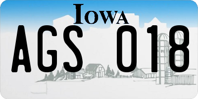 IA license plate AGS018