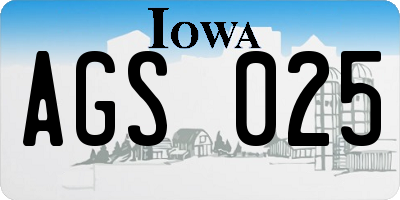 IA license plate AGS025