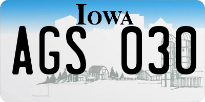 IA license plate AGS030