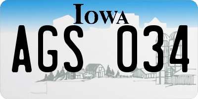 IA license plate AGS034