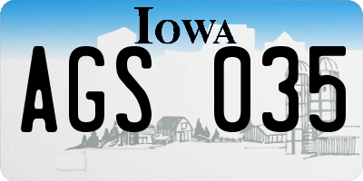 IA license plate AGS035
