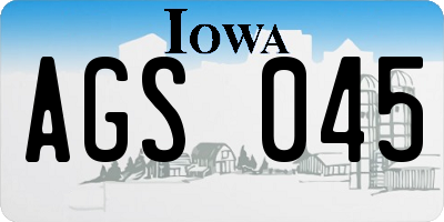 IA license plate AGS045
