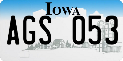 IA license plate AGS053