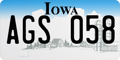 IA license plate AGS058
