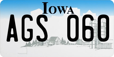 IA license plate AGS060