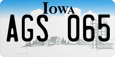 IA license plate AGS065