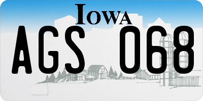 IA license plate AGS068