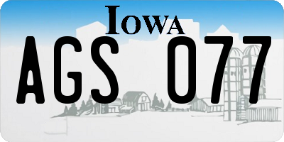 IA license plate AGS077