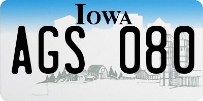 IA license plate AGS080