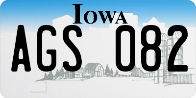 IA license plate AGS082