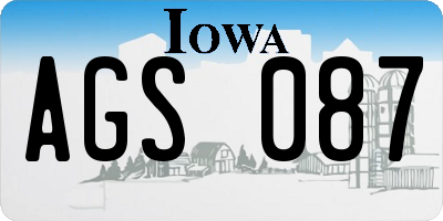 IA license plate AGS087