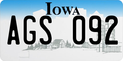 IA license plate AGS092
