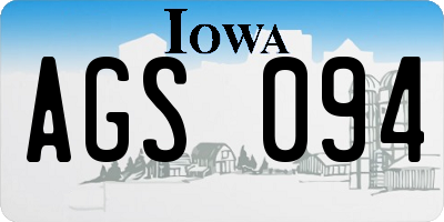 IA license plate AGS094