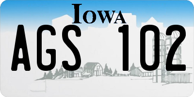 IA license plate AGS102