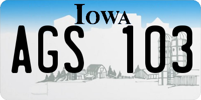 IA license plate AGS103