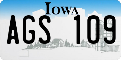 IA license plate AGS109