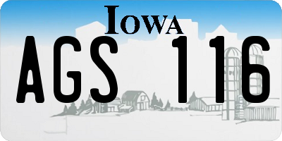 IA license plate AGS116