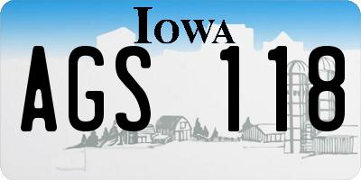IA license plate AGS118