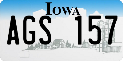 IA license plate AGS157
