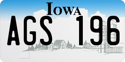 IA license plate AGS196