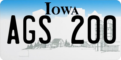 IA license plate AGS200