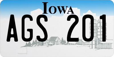 IA license plate AGS201