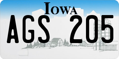 IA license plate AGS205