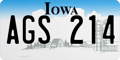 IA license plate AGS214