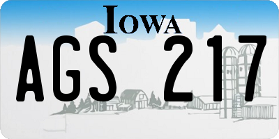 IA license plate AGS217