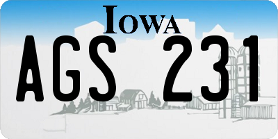 IA license plate AGS231