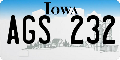 IA license plate AGS232
