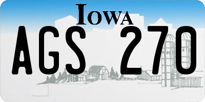 IA license plate AGS270