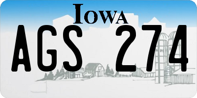 IA license plate AGS274