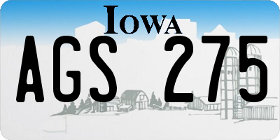 IA license plate AGS275
