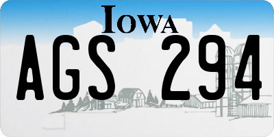 IA license plate AGS294