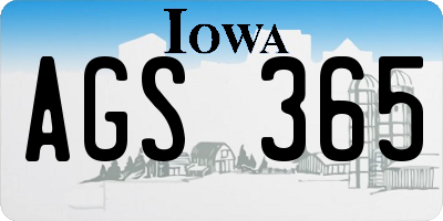 IA license plate AGS365
