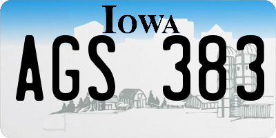 IA license plate AGS383