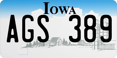 IA license plate AGS389