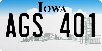 IA license plate AGS401