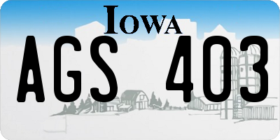 IA license plate AGS403