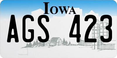 IA license plate AGS423