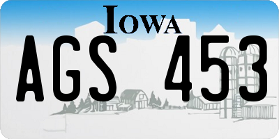 IA license plate AGS453