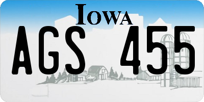 IA license plate AGS455