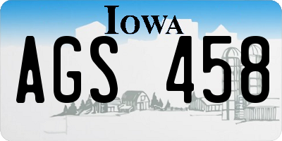 IA license plate AGS458