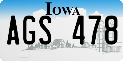 IA license plate AGS478