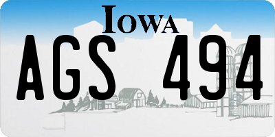 IA license plate AGS494