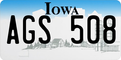 IA license plate AGS508