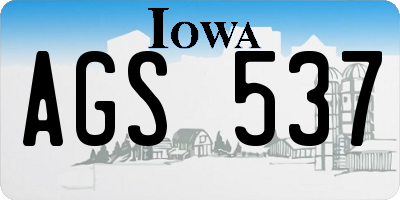 IA license plate AGS537