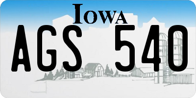 IA license plate AGS540