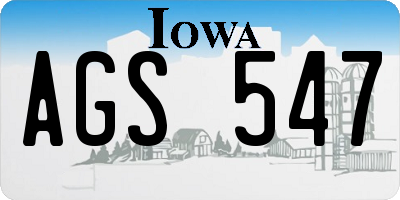IA license plate AGS547